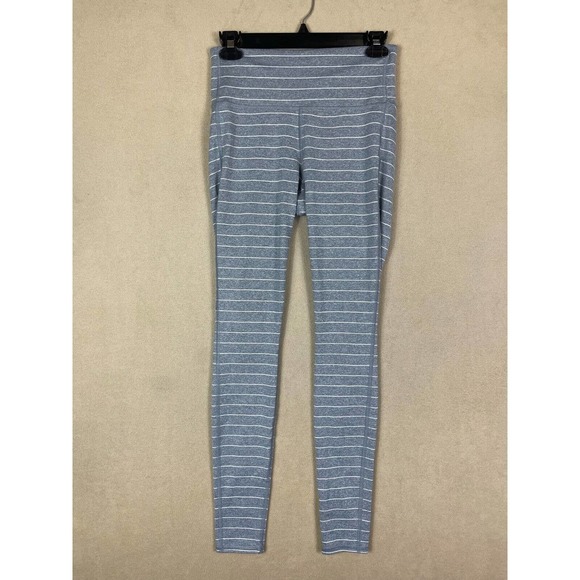 Athleta Chaturanga 7/8 Athletic Legging Pants‎ Womens S Gray Striped Stretch - Picture 1 of 11